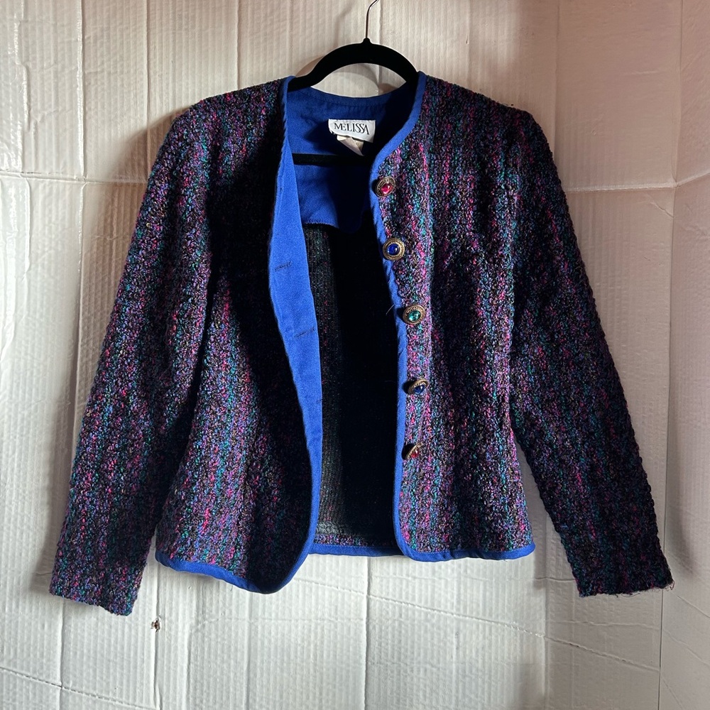 Multicolor Textured Button-Up Blazer - image 8